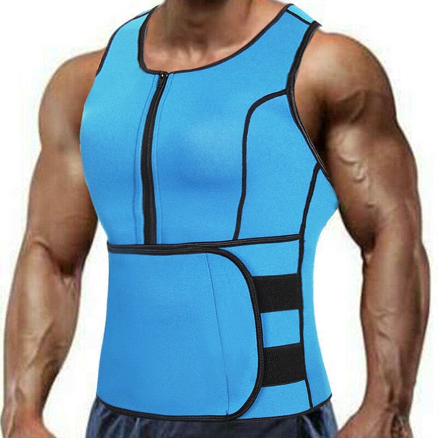 Men's Sweat Sauna Vest Waist Trainer Body Shaper Neoprene Tank Top Compression Shirt Workout Fitness Back Support Gym Suit