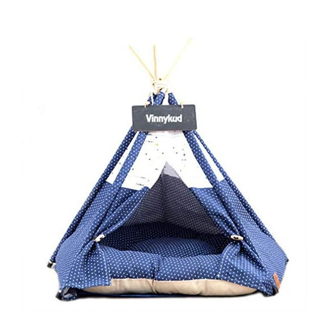 Pet Tent House Cat Bed Portable Teepee With Thick Cushion And 6 Colors Available For Dog Puppy Excursion Outdoor Indoor