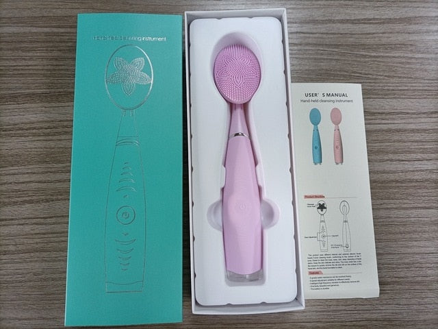 Portable Electric Face Silcione Cleaning Brush Pore Cleaner Wash Acne Blackhead Dirt Removal Ultrasonic Vibration Facial Massage