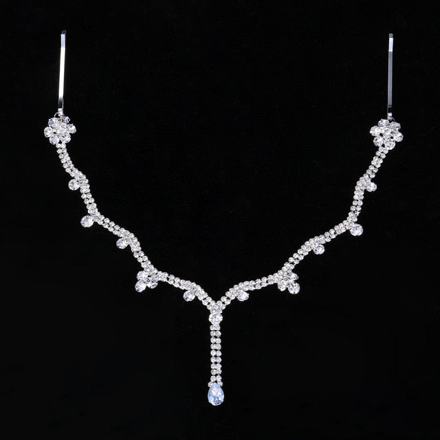 Bling Indian Pendant Forehead Chain Jewelry Tiara Headpiece Bridal Head Hair Wedding Crystal Headwear Accessories Gift - Hair Jewelry