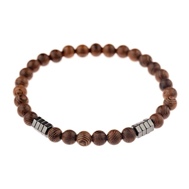2020 Classic Women 6MM Natural Wood Beads Bracelet Men Ethnic Hematite Lava Stone Bracelet Homme Prayer Jewelry Yoga Bracelet