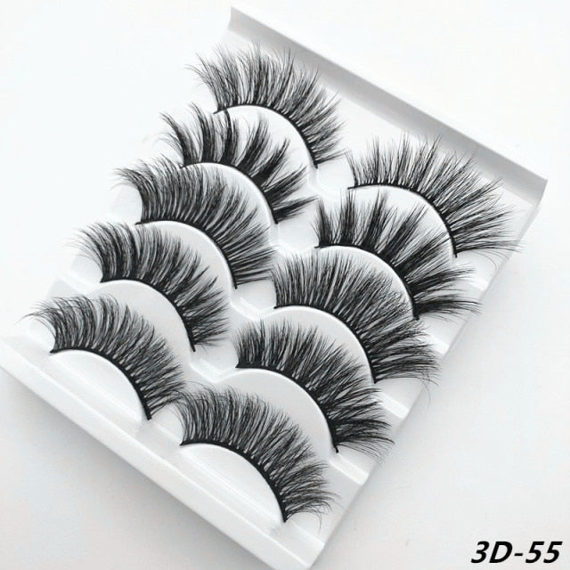 5 Pairs of 3D False Eyelashes Handmade Soft Eyelashes Natural Thick Long Eyelashes Makeup Extension Eyelash Tool