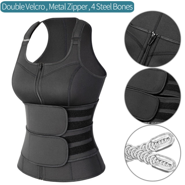 Women Waist Trainer Vest Neoprene Body Shaper Sauna Sweat Suit Slimming Sheath Fitness Workout Corset Top Shapewear Trimmer Belt