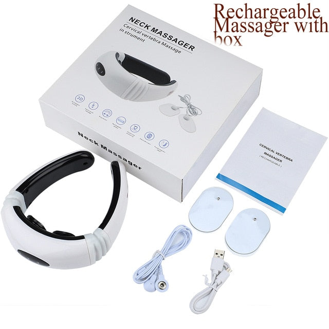 Electric Neck Massager Pulse Back 6 Modes Power Control Far Infrared Heating Pain Relief Cervical Physiotherapy Rechargeable|Neck Massage Instrument|