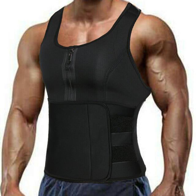 Men's Sweat Sauna Vest Waist Trainer Body Shaper Neoprene Tank Top Compression Shirt Workout Fitness Back Support Gym Suit