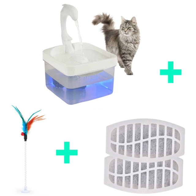 Pet Water Fountain Swan Neck Shaped Cat Water Dispenser Automatic Drinking Fountain 2L With LED Light Bird Dog Drink Bowl|Cat Feeding & Watering Supplies|