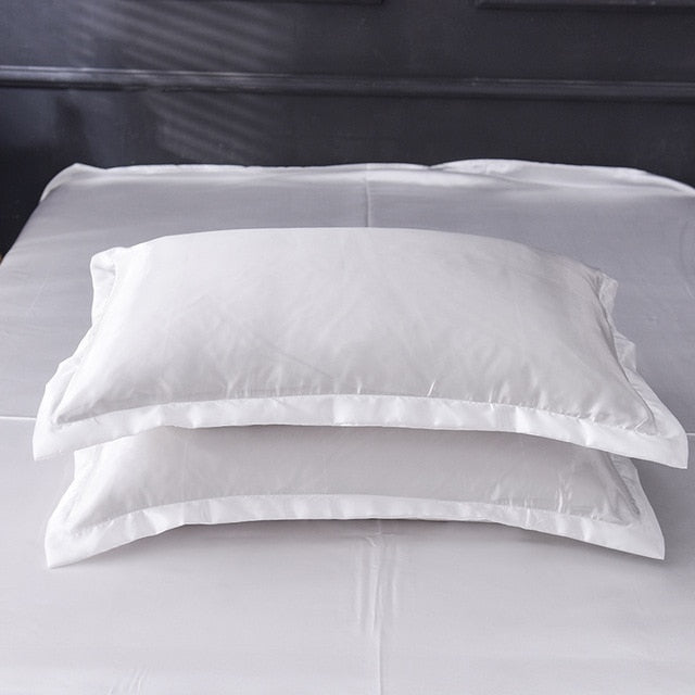 48x74cm 2pcs Emulation Silk Satin Pillowcase Solid Colour Comfortable Pillow Cover For Home Bed Throw Hotel Cushion Cover D30|Pillow Case|